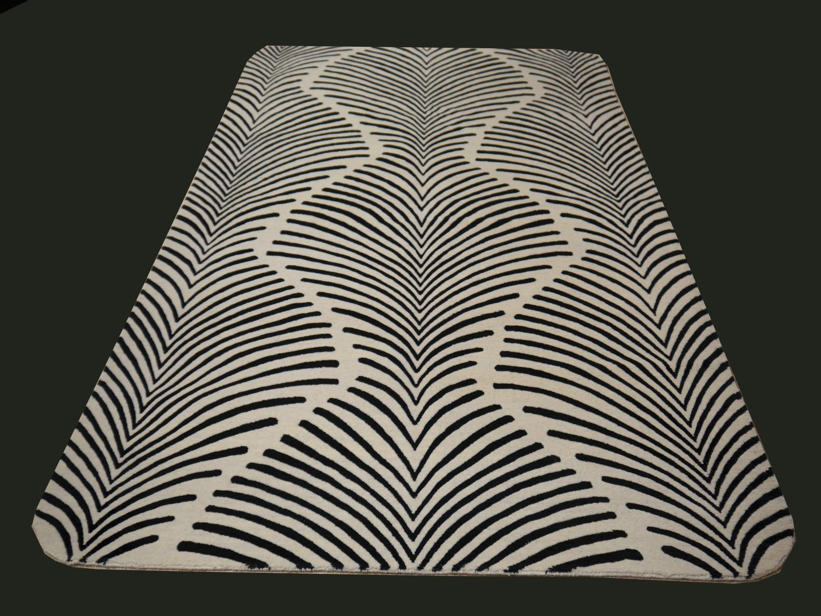 Contemporary Zebra Rug Hand Knotted in Style of Art Deco Design For Sale