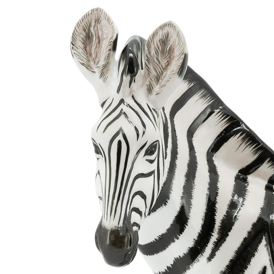 Italian Zebra Sculpture in White Porcelain For Sale