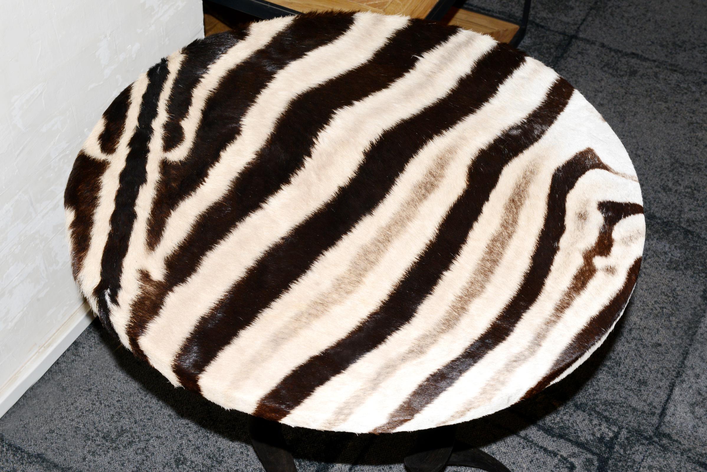 Hand-Crafted Zebra Side Table with Kudu Horns For Sale