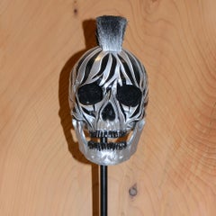 Zebra Silver Skull Sculpture