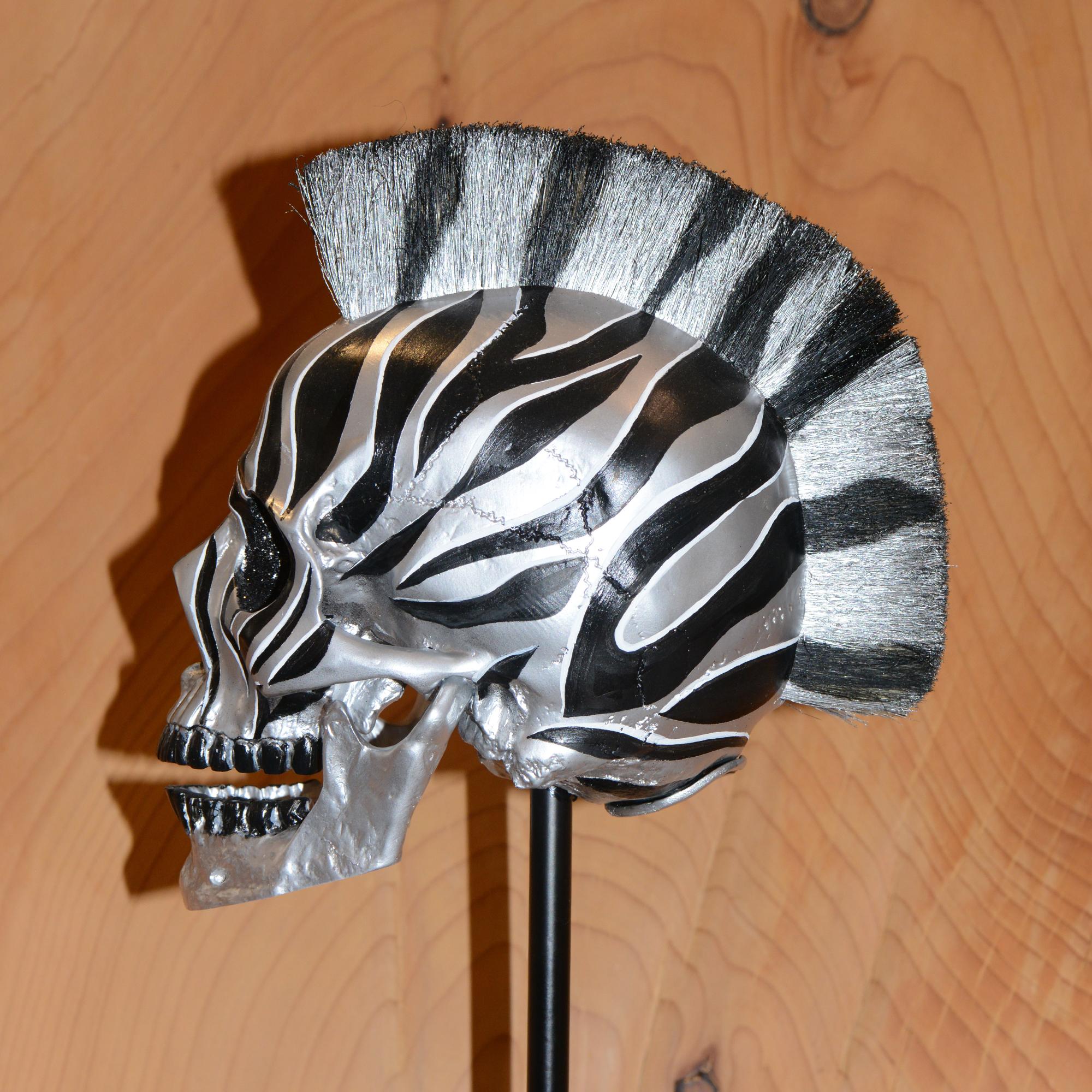 Iron Zebra Silver Skull Sculpture For Sale