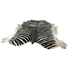 Zebra Stencil Pattern Genuine Large European Cowhide Rug / Ink on Ivory
