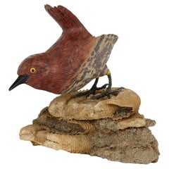 Modèle d'oiseau en pierre zébrée et en argent 