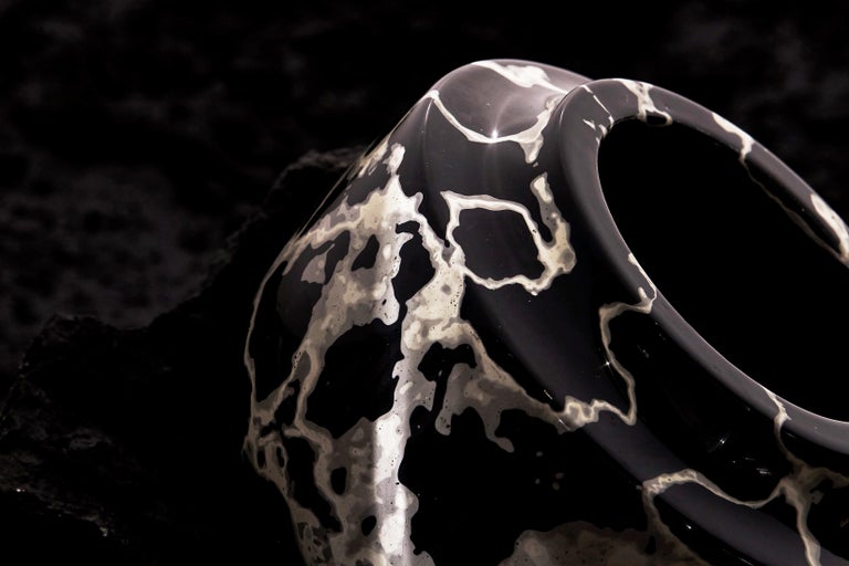 Modern Zebra Stone, Black & White Jesmonite Vase / Vessel by Nic Parnell For Sale