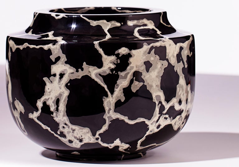 British Zebra Stone, Black & White Jesmonite Vase / Vessel by Nic Parnell For Sale