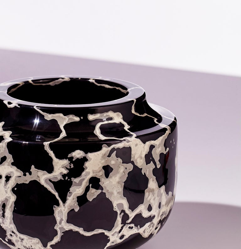 Cast Zebra Stone, Black & White Jesmonite Vase / Vessel by Nic Parnell For Sale