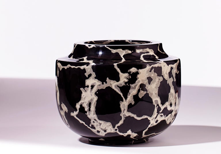 Contemporary Zebra Stone, Black & White Jesmonite Vase / Vessel by Nic Parnell For Sale