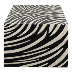 Zebra Striped Bone Inlay Coffee Table with Waterfall Ends