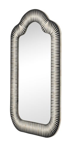 Zebra Striped Bone Inlay Mirror with a Moorish Arch