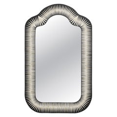 Zebra Striped Bone Inlay Mirror with a Moorish Arch