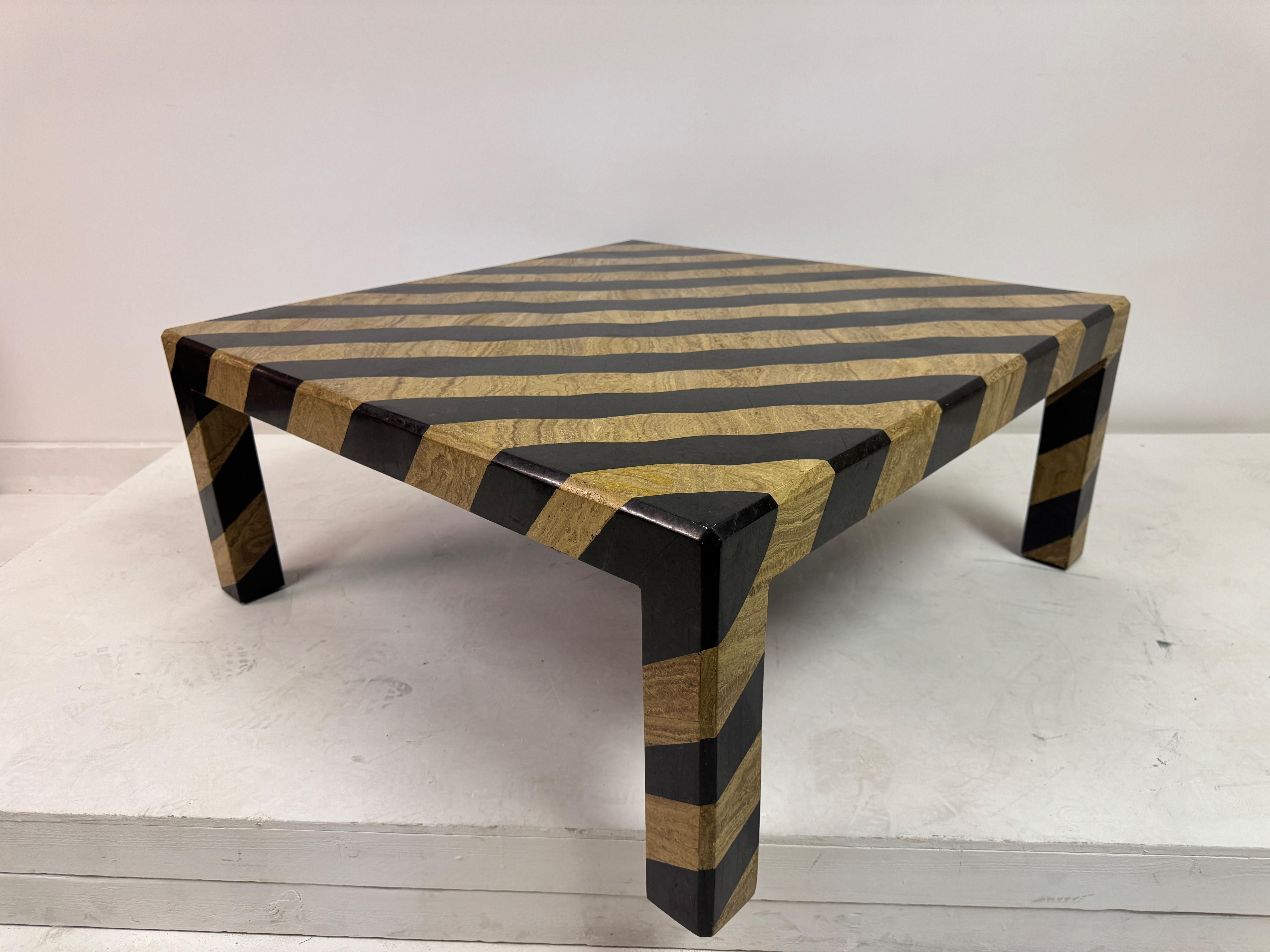 Zebra-Striped Tessellated Marble Coffee Table by Maitland-Smith, 1980s For Sale 4