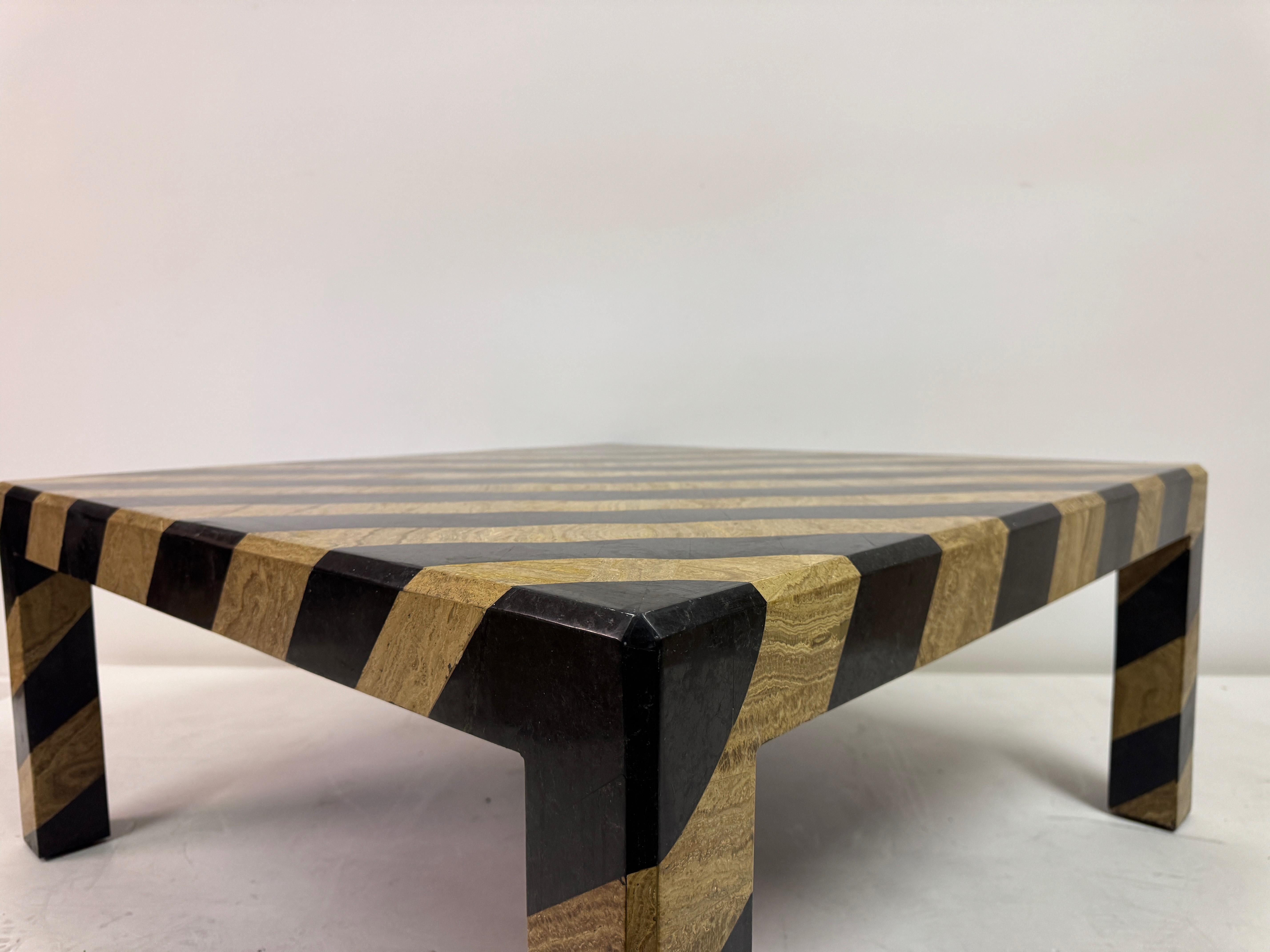 Zebra-Striped Tessellated Marble Coffee Table by Maitland-Smith, 1980s For Sale 5