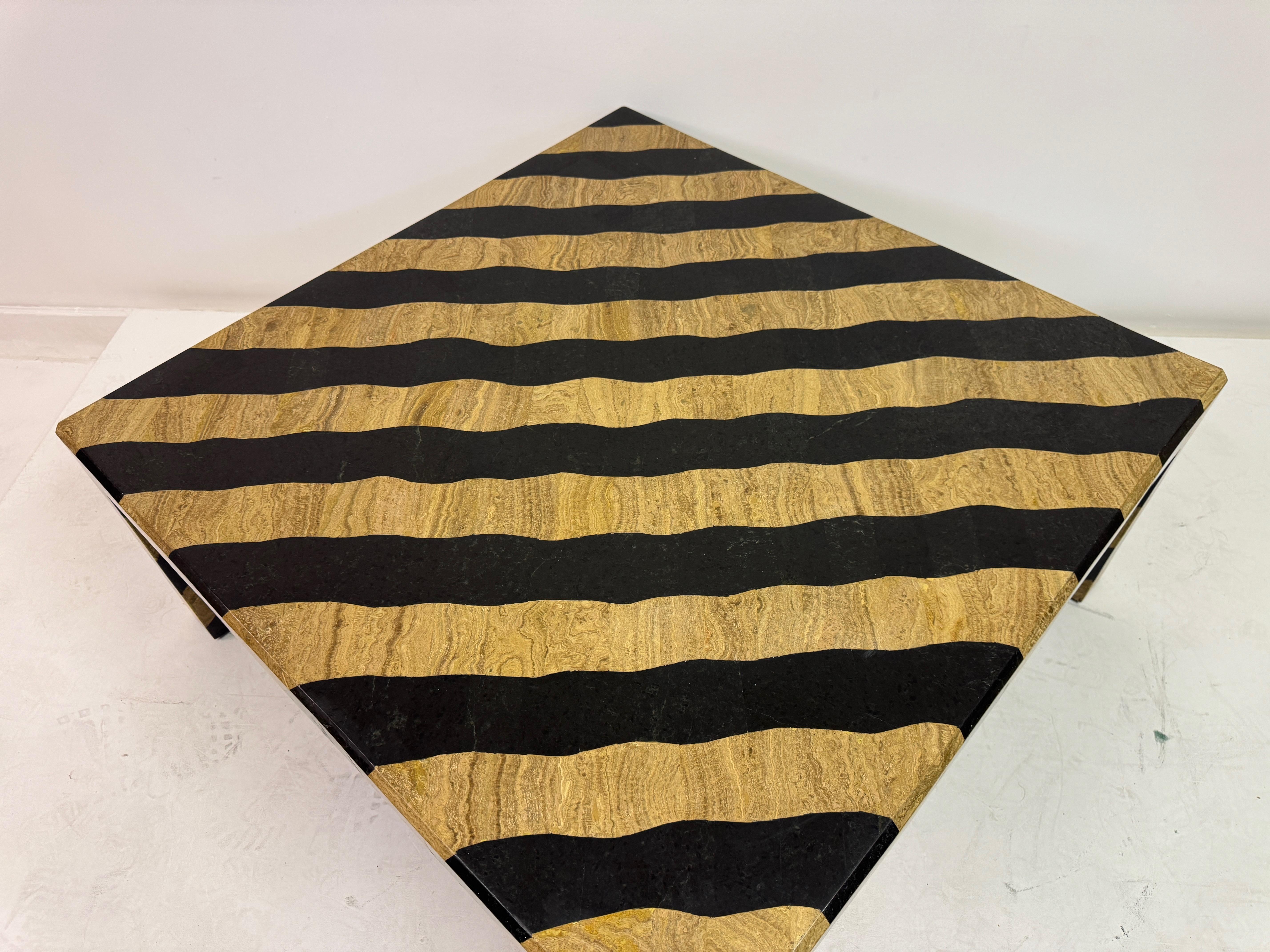 Zebra-Striped Tessellated Marble Coffee Table by Maitland-Smith, 1980s For Sale 6