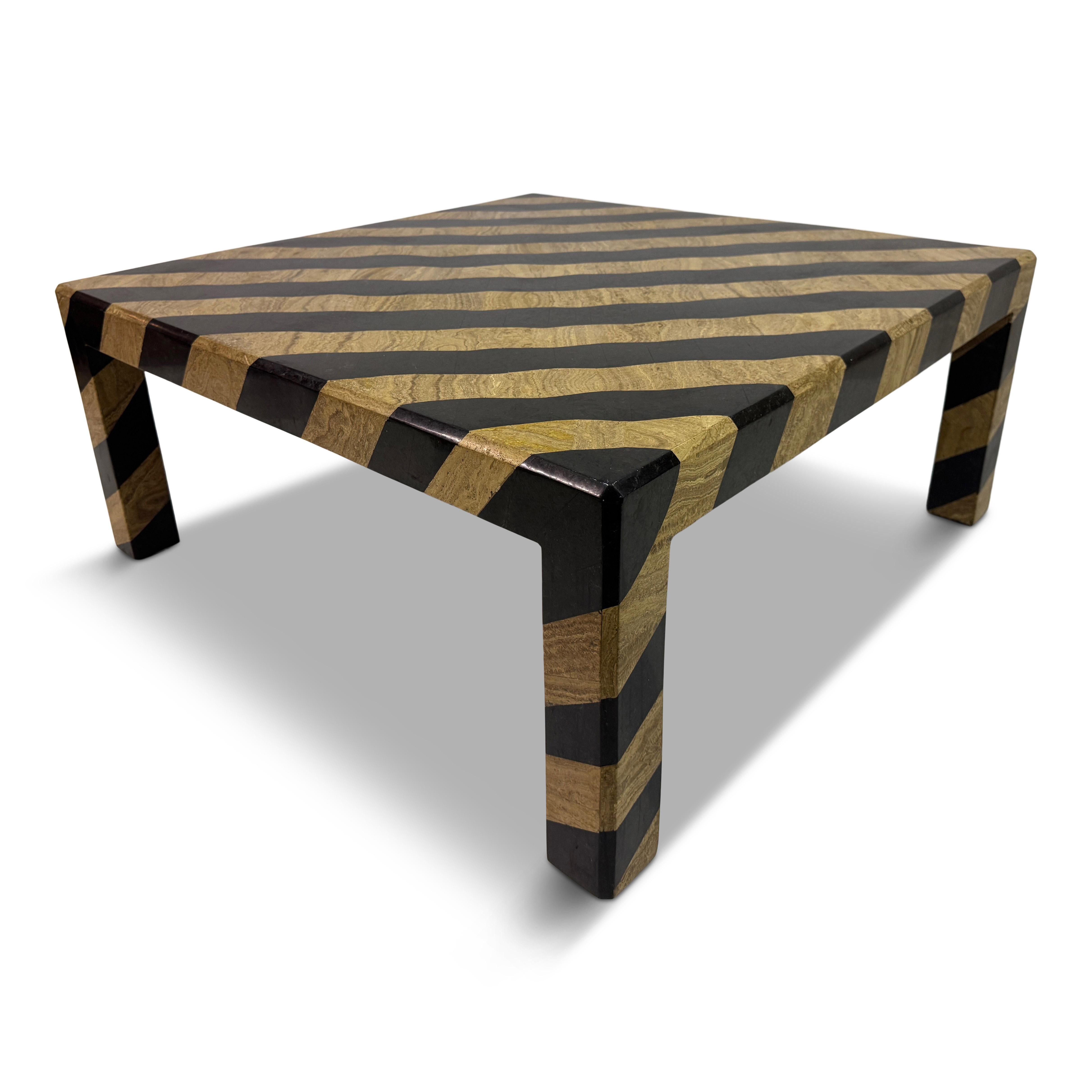 Zebra-Striped Tessellated Marble Coffee Table by Maitland-Smith, 1980s For Sale 7