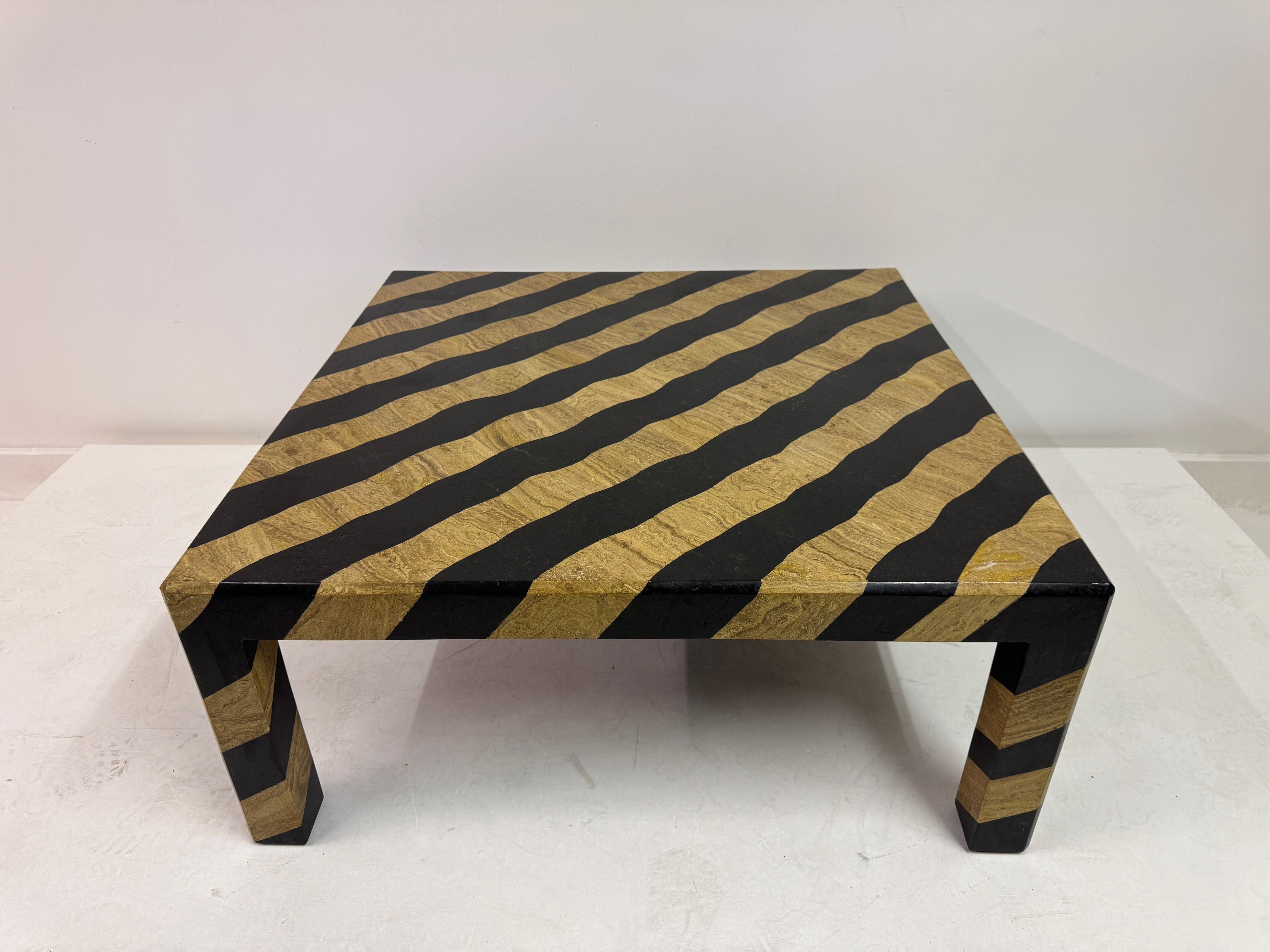 American Zebra-Striped Tessellated Marble Coffee Table by Maitland-Smith, 1980s For Sale