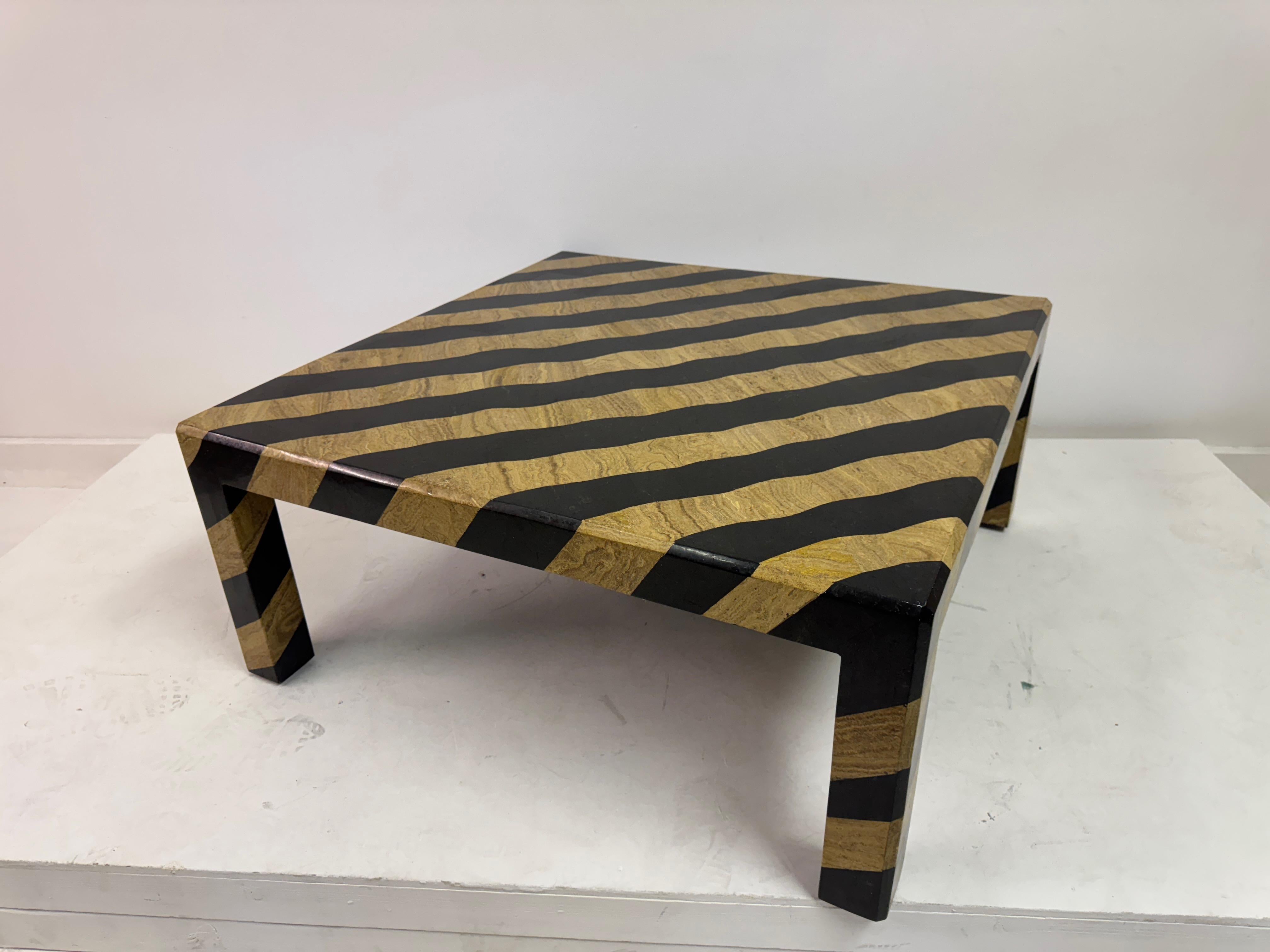 Zebra-Striped Tessellated Marble Coffee Table by Maitland-Smith, 1980s For Sale 2