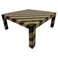 Vintage Zebra-Striped Tessellated Marble Coffee Table by Maitland-Smith, 1980s