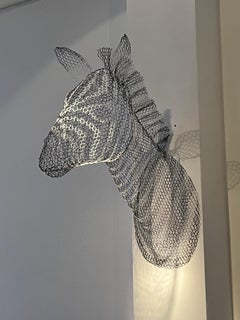 'Zebra Trophy' Black and White Wire Sculpture by Benedetta Mori Ubaldini