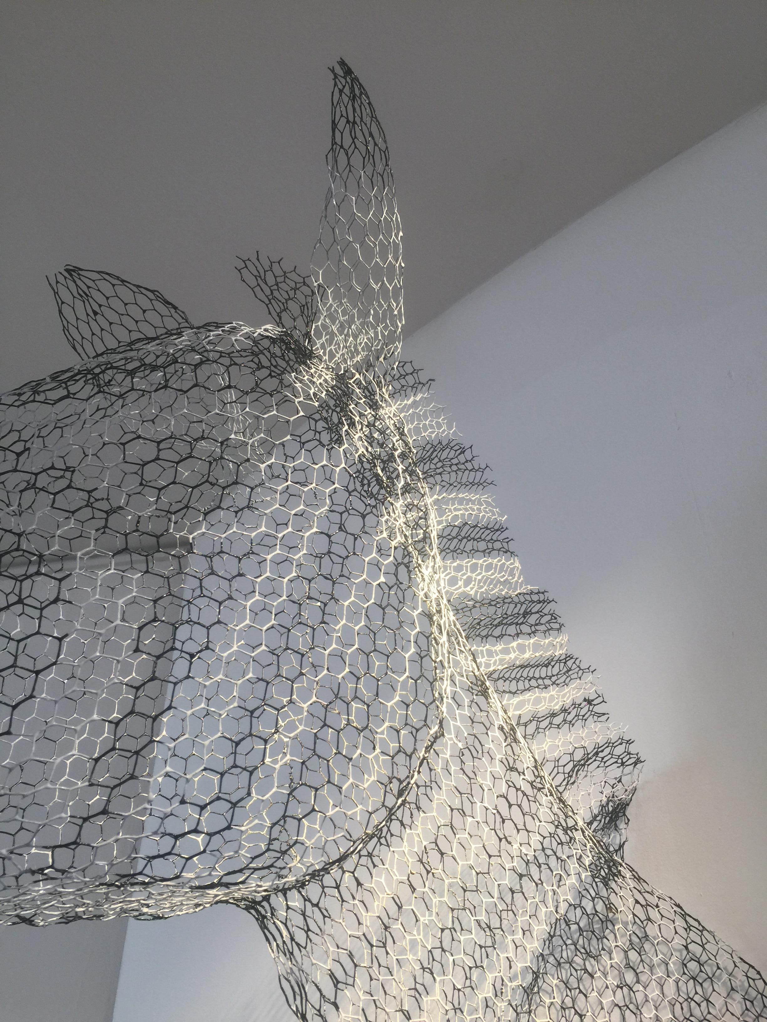 Contemporary 'Zebra Trophy' Black and White Wire Sculpture by Benedetta Mori Ubaldini For Sale