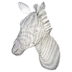 Escultura de alambre en blanco y negro "Trofeo cebra" de Benedetta Mori Ubaldini
