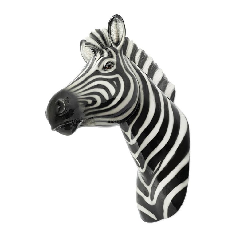 Hand-Painted Zebra Wall Head Wall Decoration For Sale