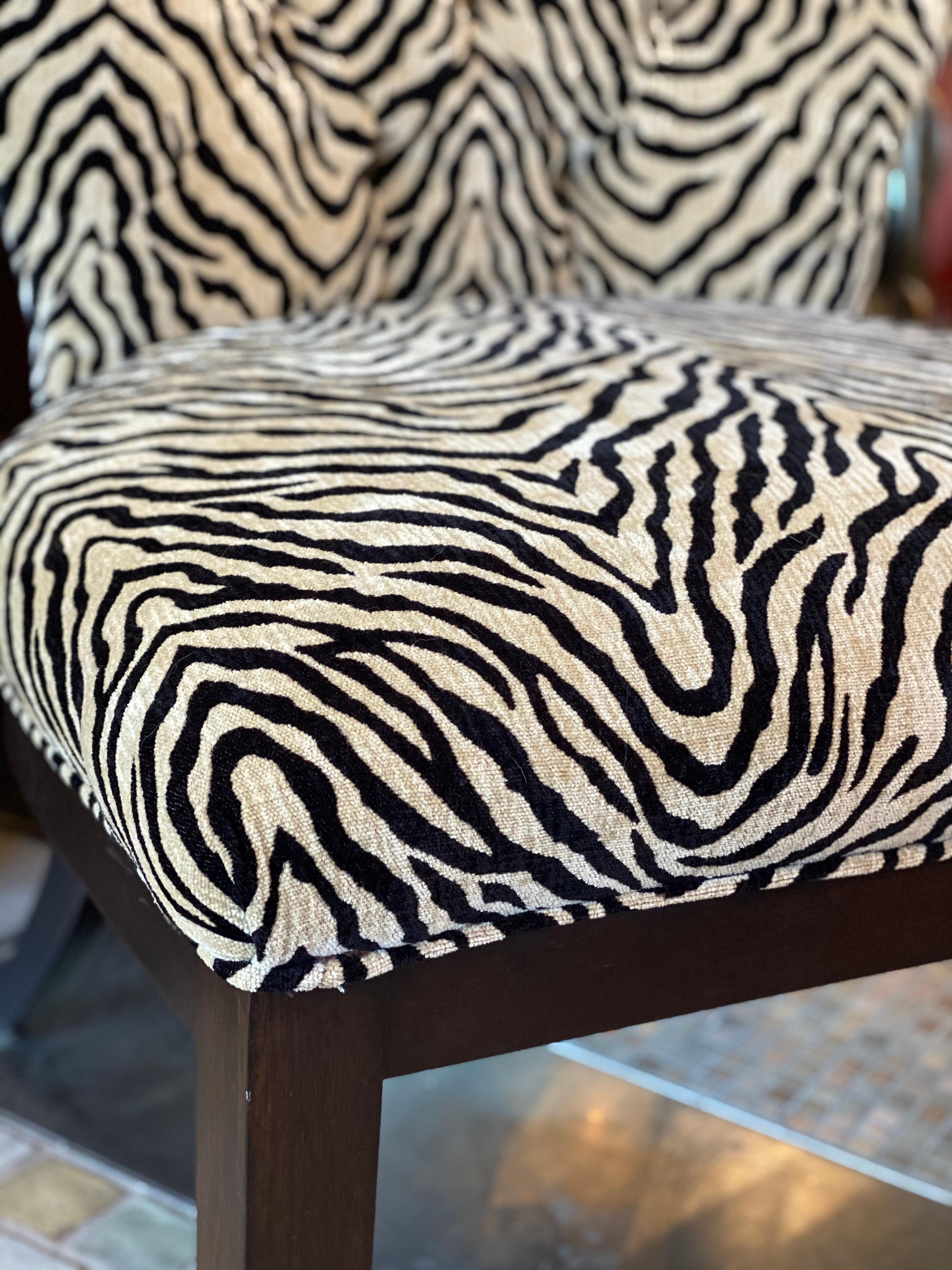 Zebra Wing Chair In Good Condition In Bridgehampton, NY