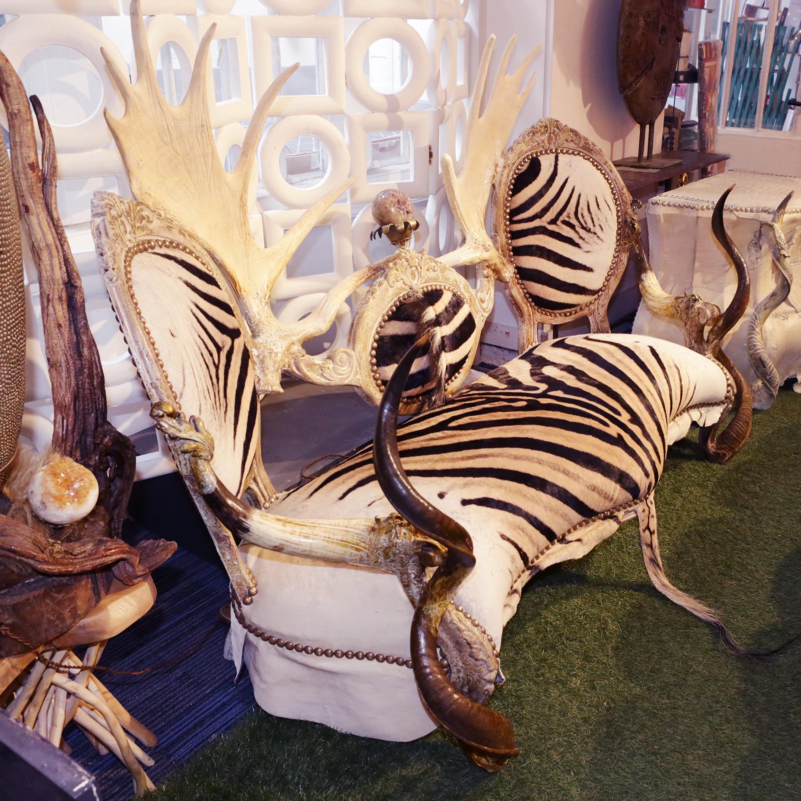 French Zebra with Médaillons Sofa For Sale