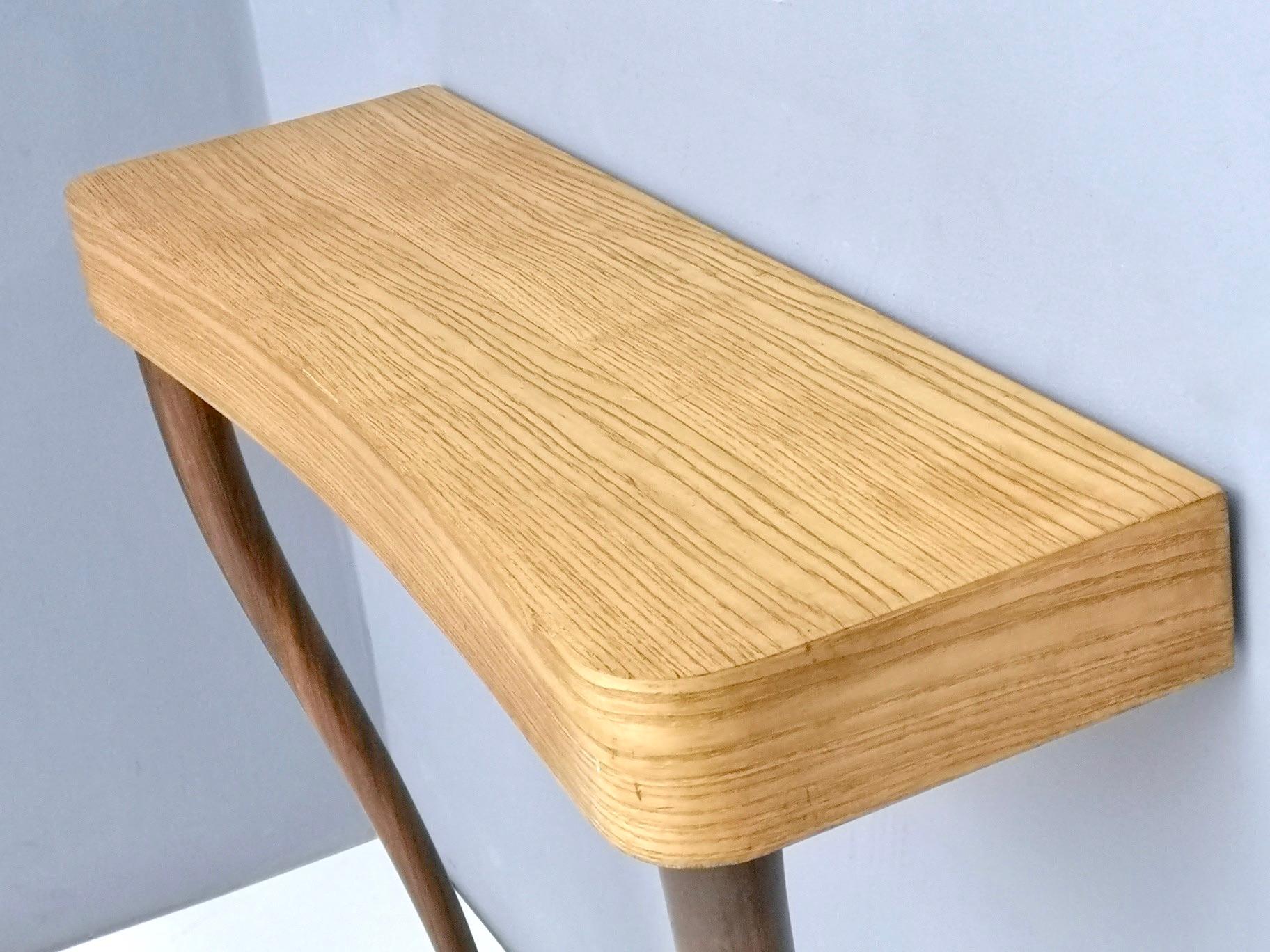 Mahogany Midcentury Wood and Ebonized Wood Console Table, Italy