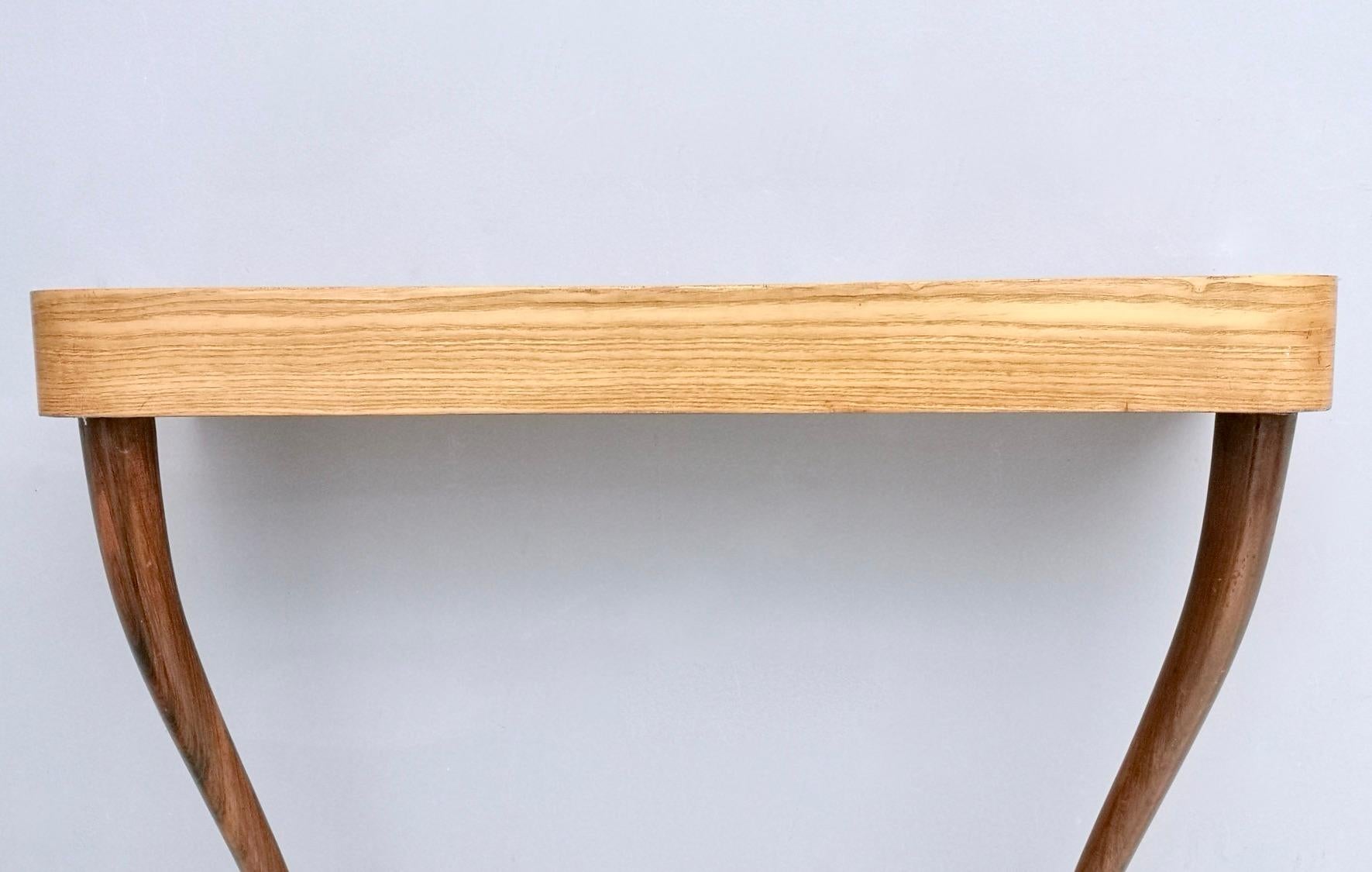 Midcentury Wood and Ebonized Wood Console Table, Italy 1