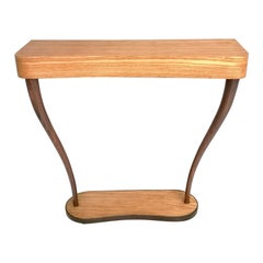 Zebra Wood and Mahogany Console Table, Italy, 1950s