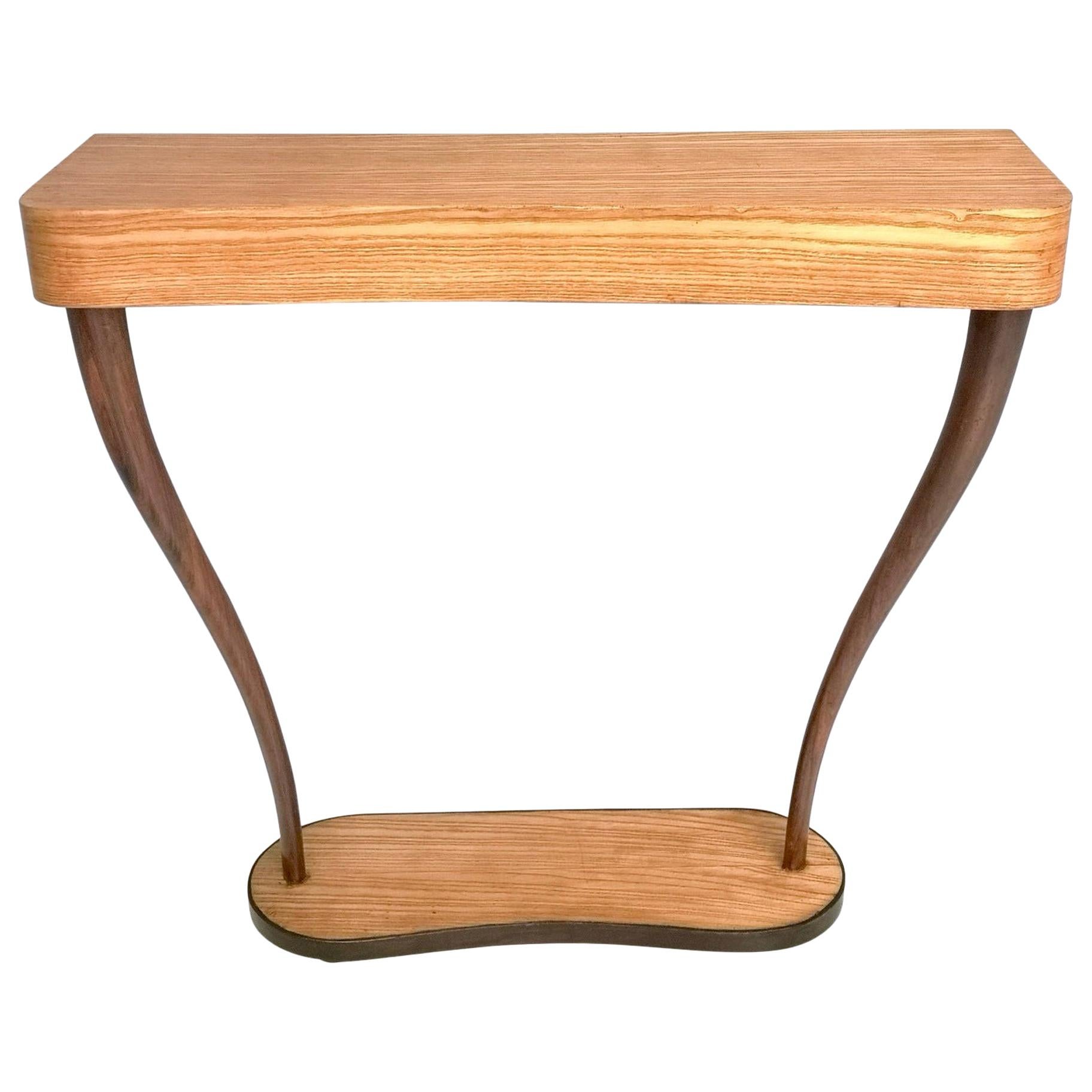 Midcentury Wood and Ebonized Wood Console Table, Italy