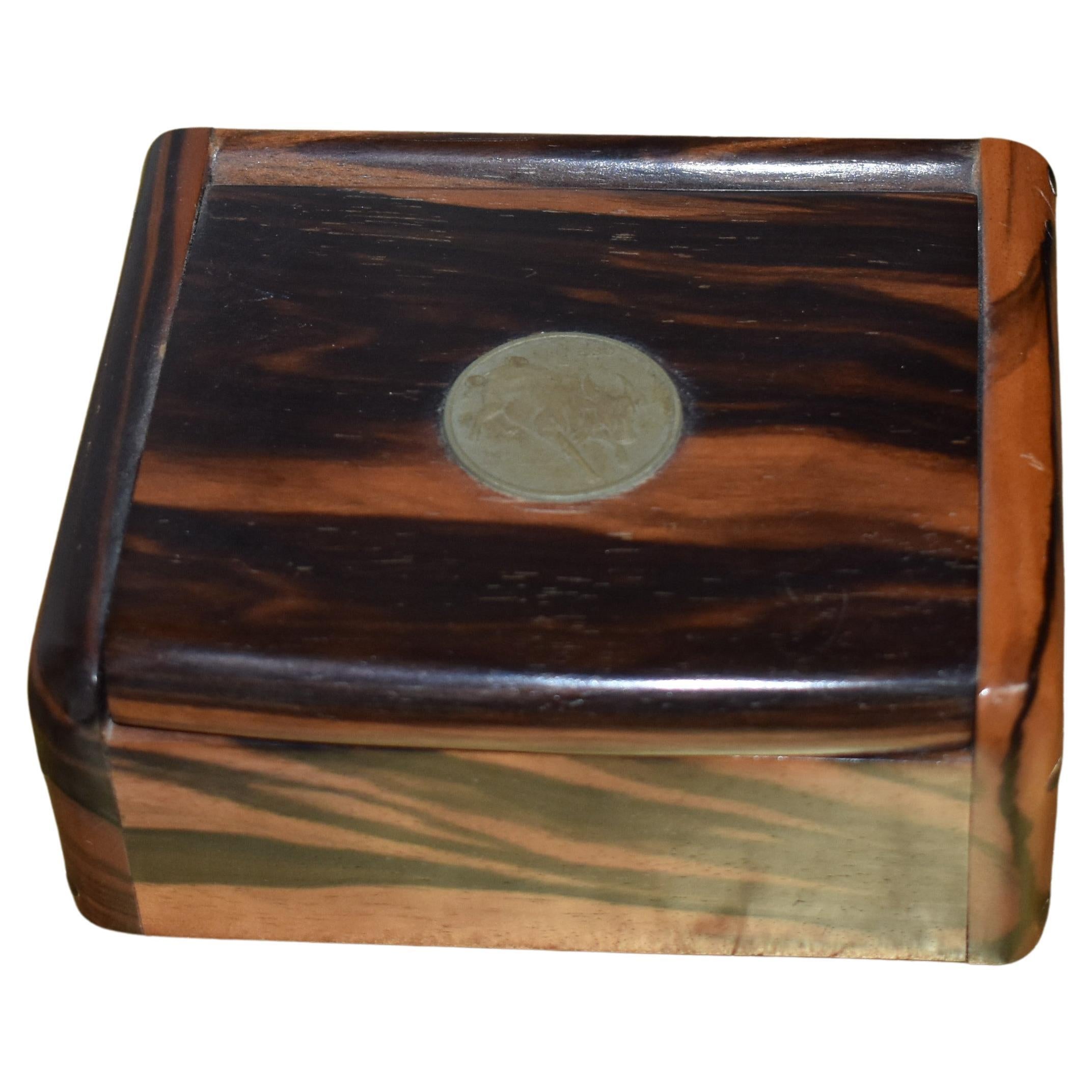 Zebra Wood Decorative Box For Sale