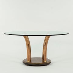 Zebrawood Macassar Ebony Faux Tusk Dining Table With Glass Top