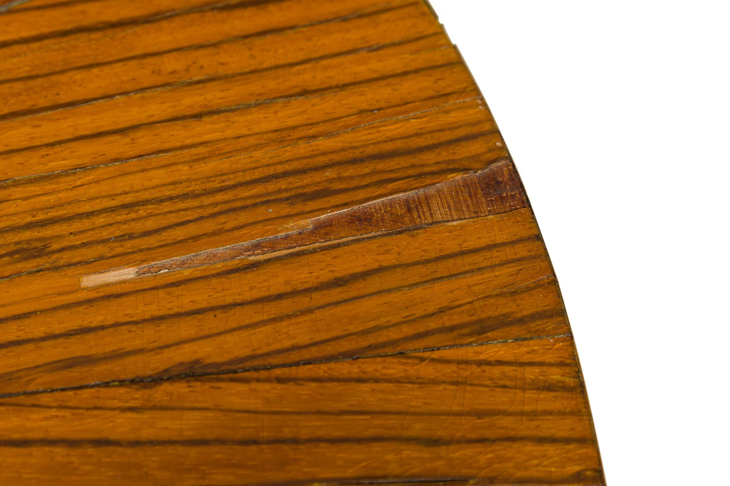 Zebra Wood Occasional Table & 4 Wedge Stools For Sale 3