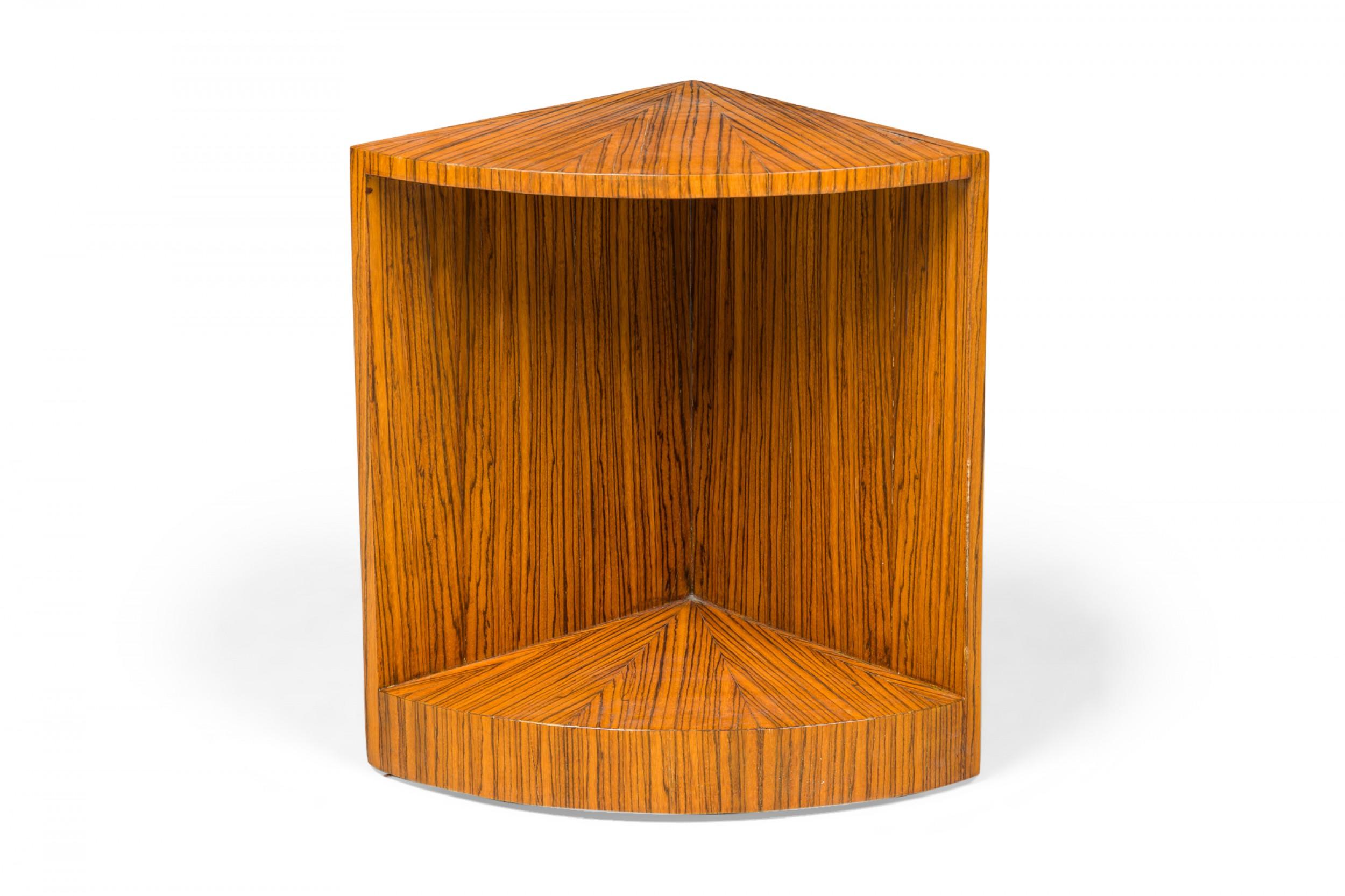 Zebra Wood Occasional Table & 4 Wedge Stools For Sale 8