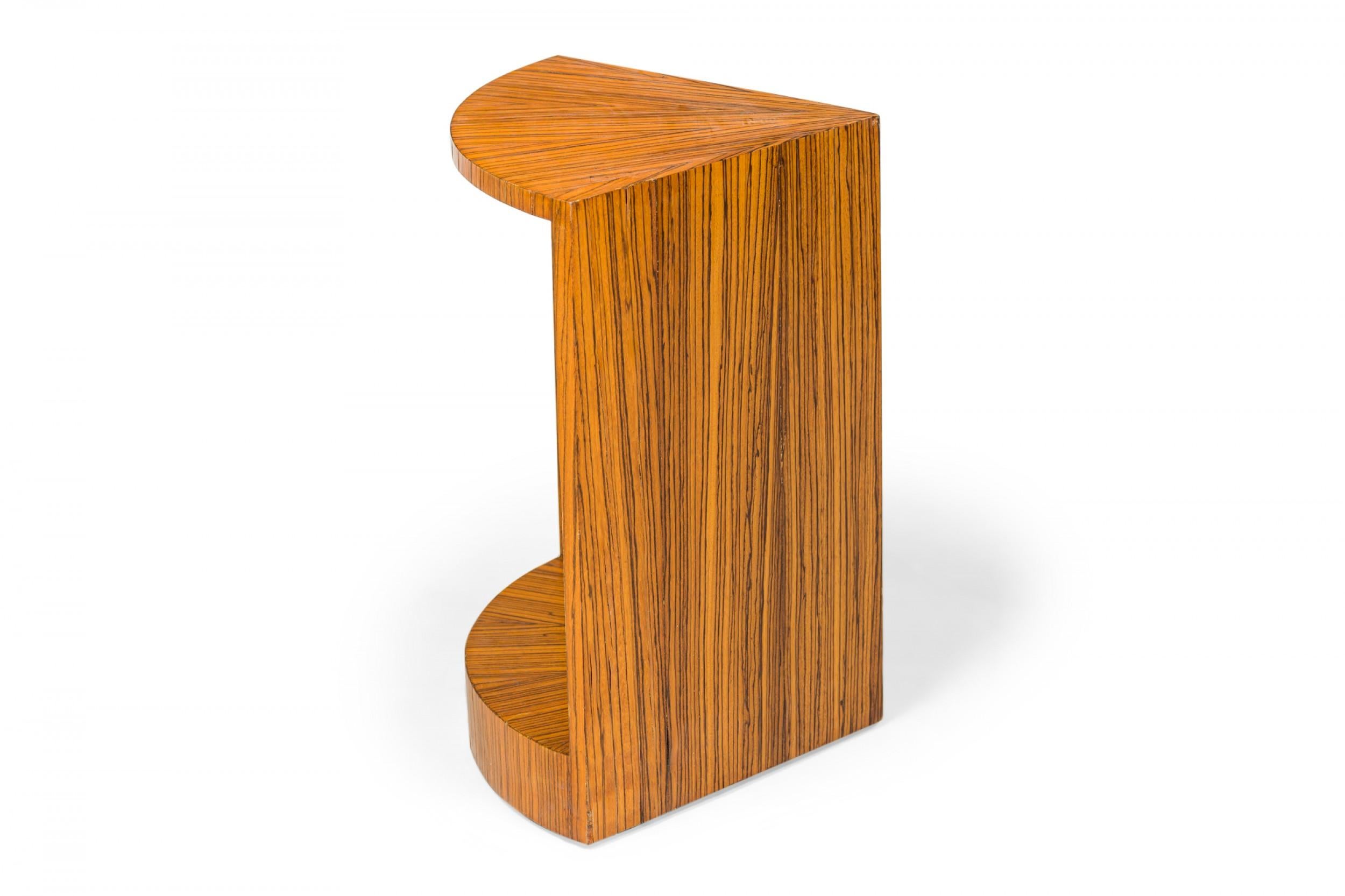 Zebra Wood Occasional Table & 4 Wedge Stools For Sale 9