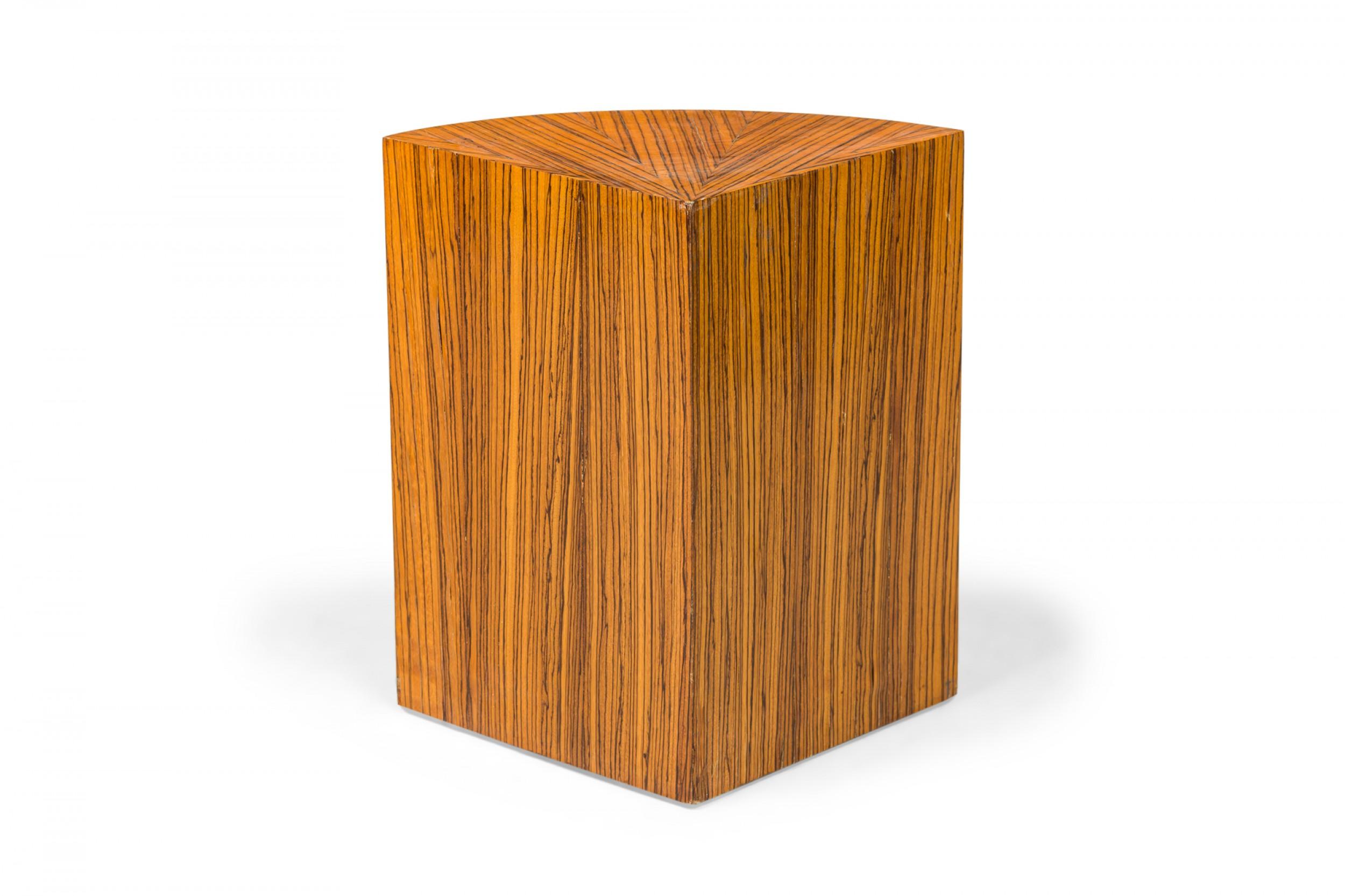 Zebra Wood Occasional Table & 4 Wedge Stools For Sale 10