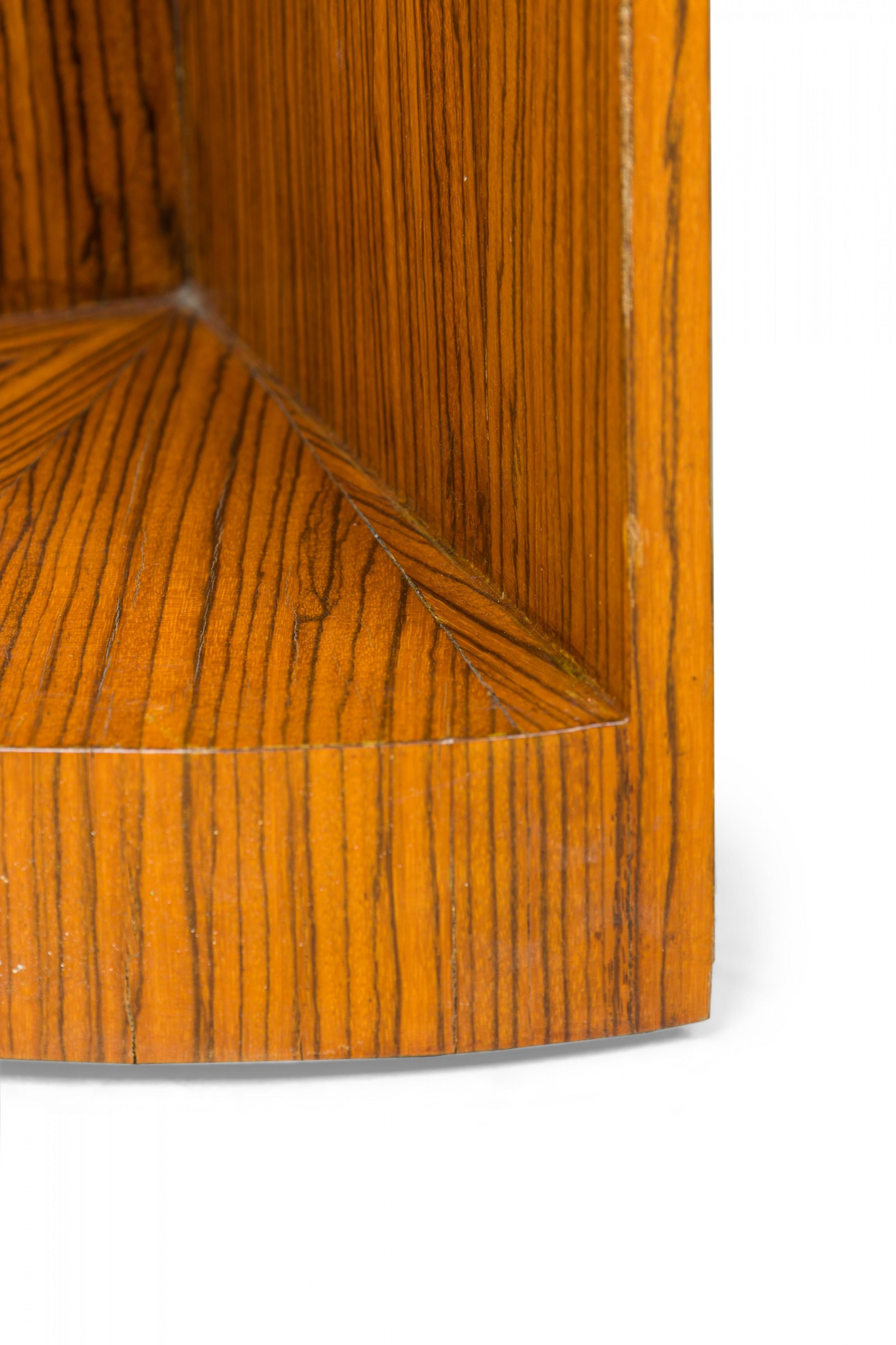 Zebra Wood Occasional Table & 4 Wedge Stools For Sale 12
