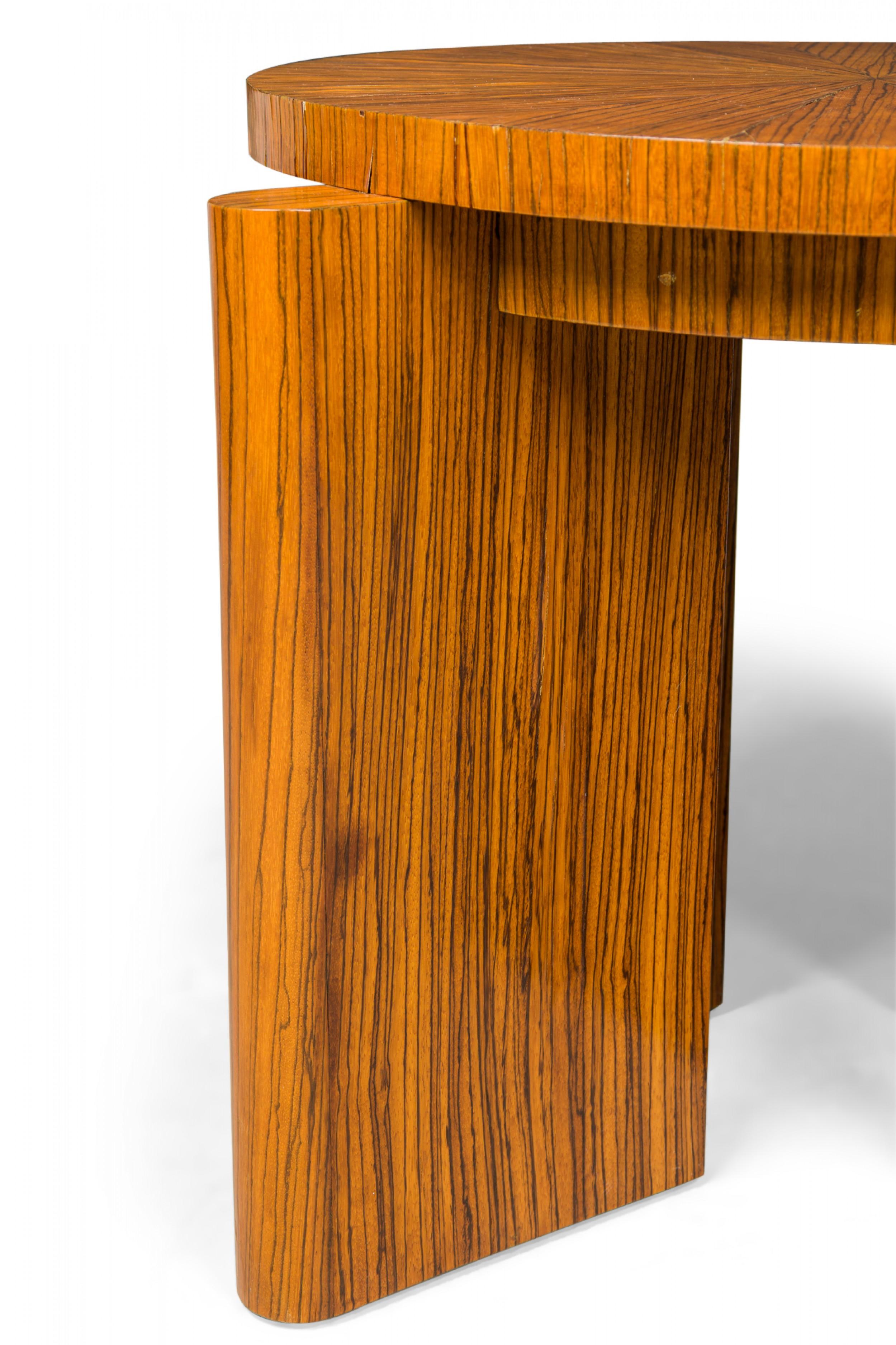 Zebra Wood Occasional Table & 4 Wedge Stools For Sale 1