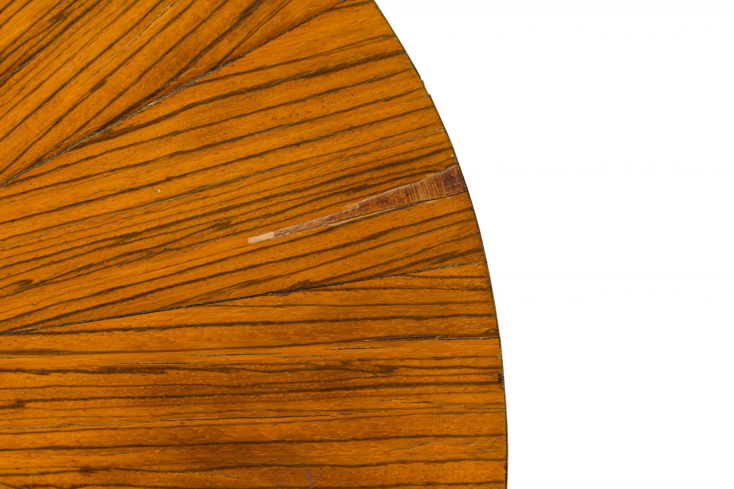 Zebra Wood Occasional Table & 4 Wedge Stools For Sale 2