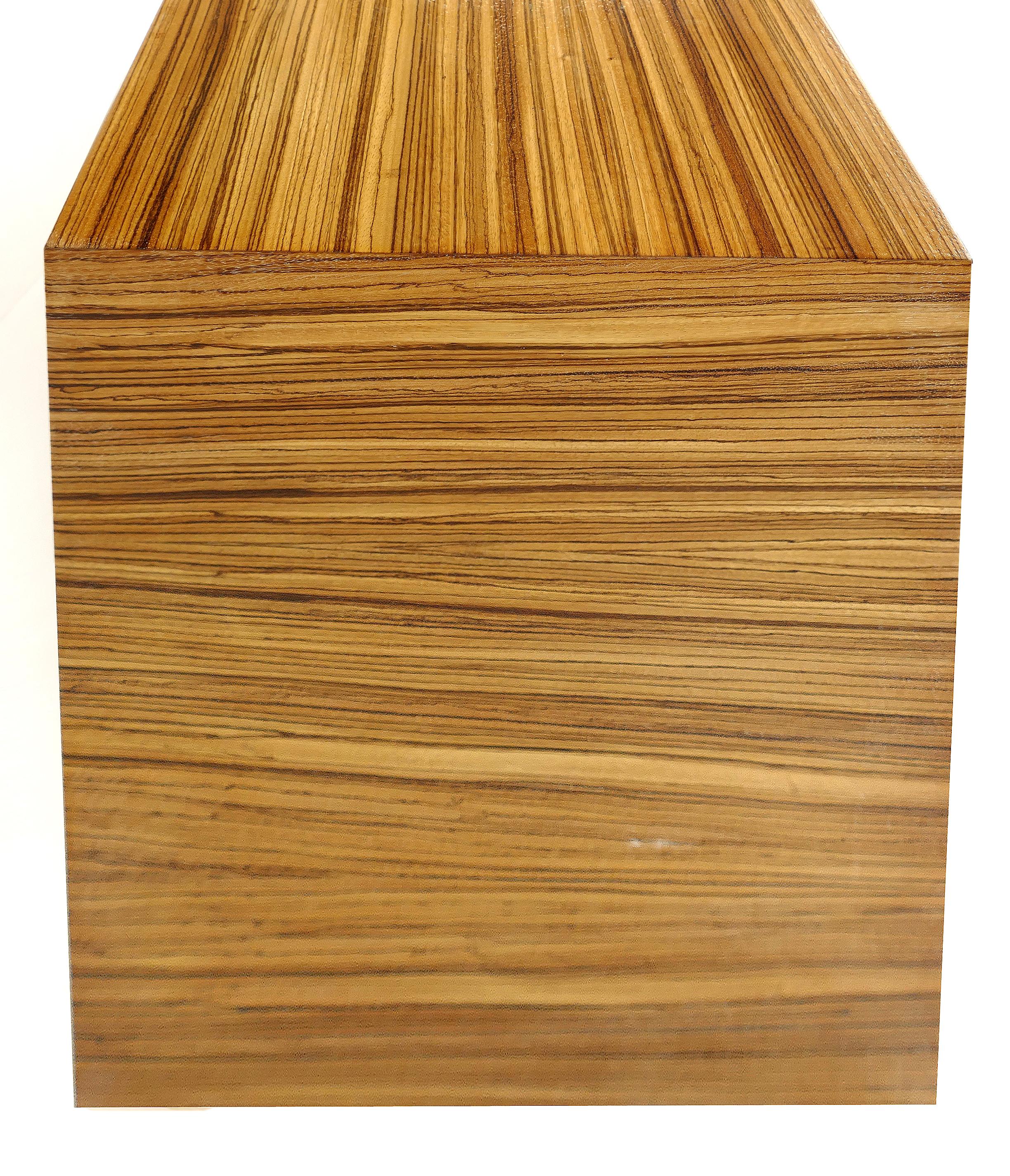 Mid-Century Modern Zebra Wood Tiered Low Bookcase Side or End Table