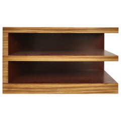 Zebra Wood Tiered Low Bookcase Side or End Table