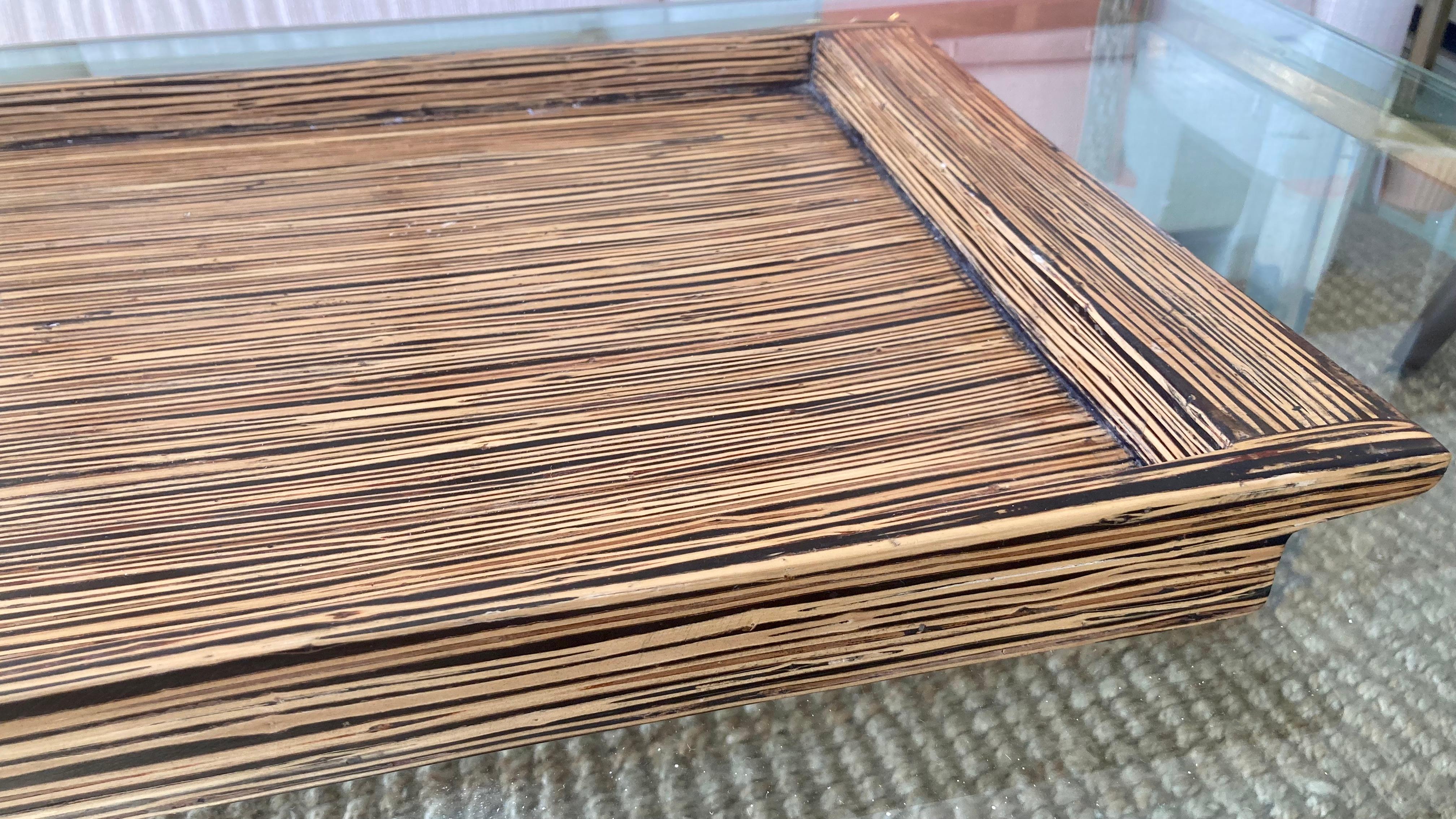 Zebra Wood Vintage Marquetry Tray For Sale 4