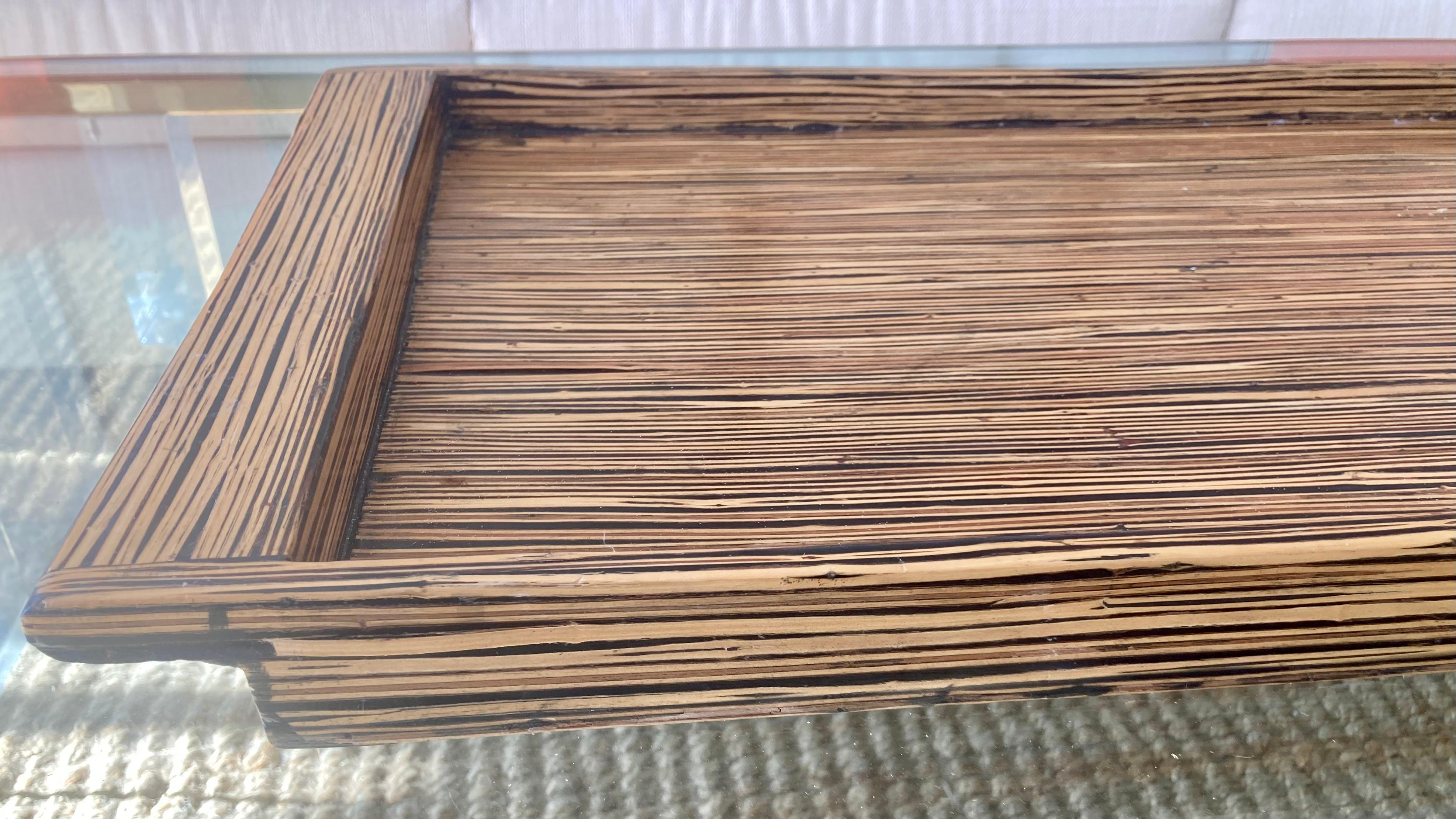 Zebra Wood Vintage Marquetry Tray For Sale 6
