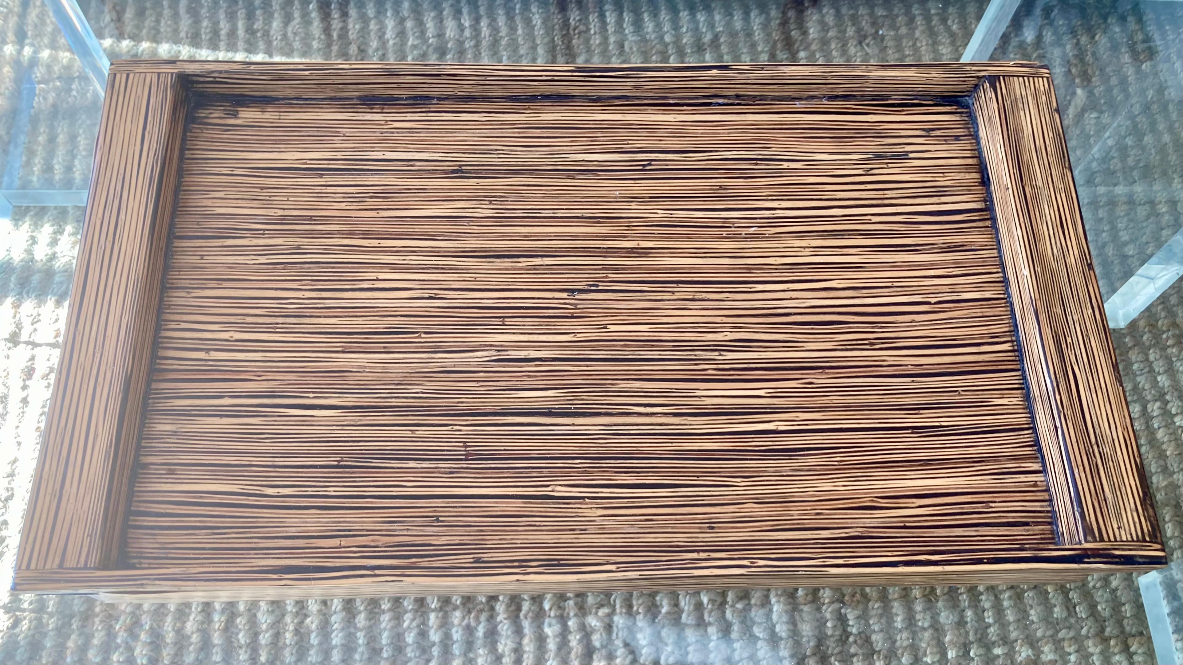 American Zebra Wood Vintage Marquetry Tray For Sale