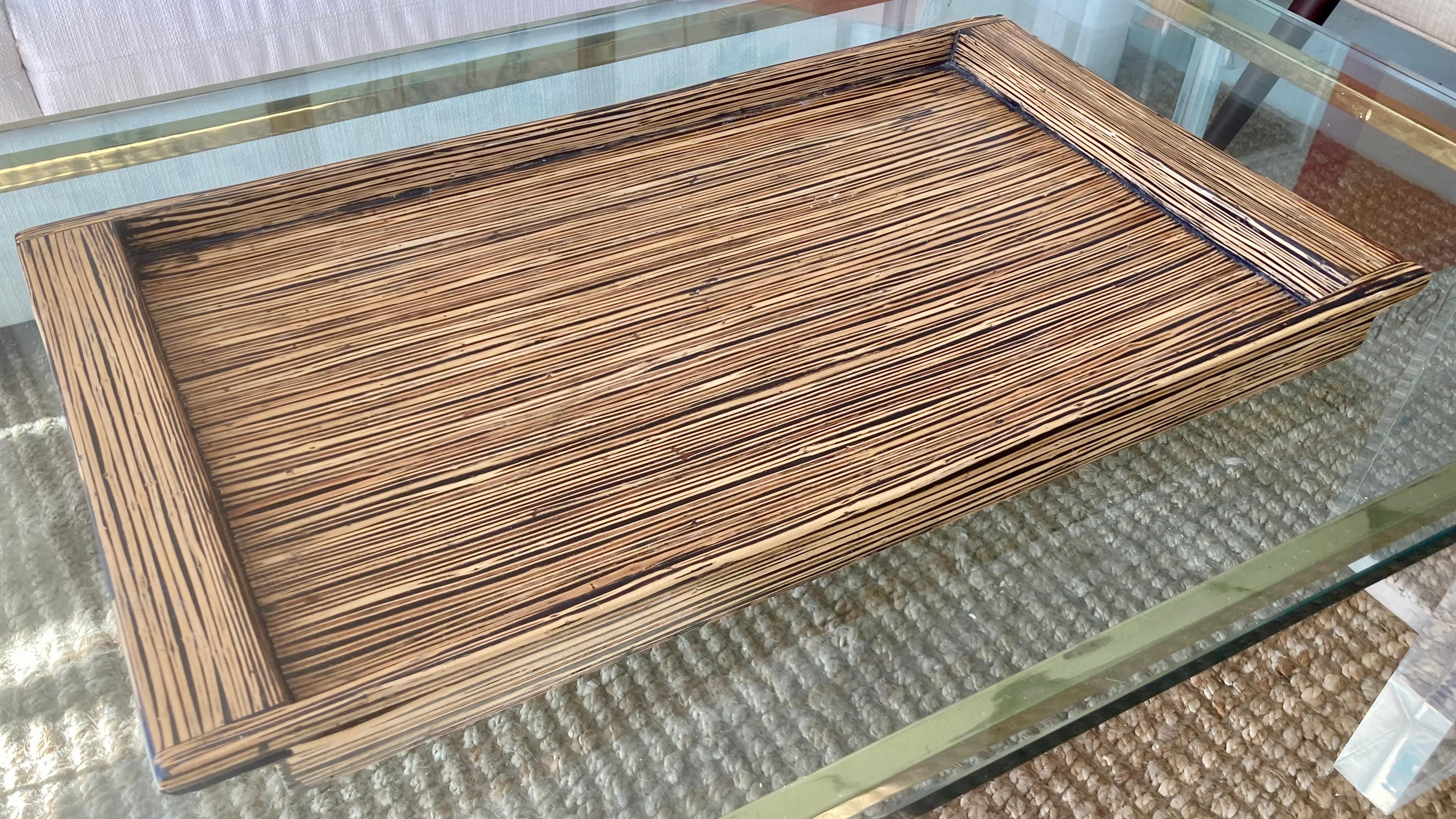 Zebra Wood Vintage Marquetry Tray For Sale 1
