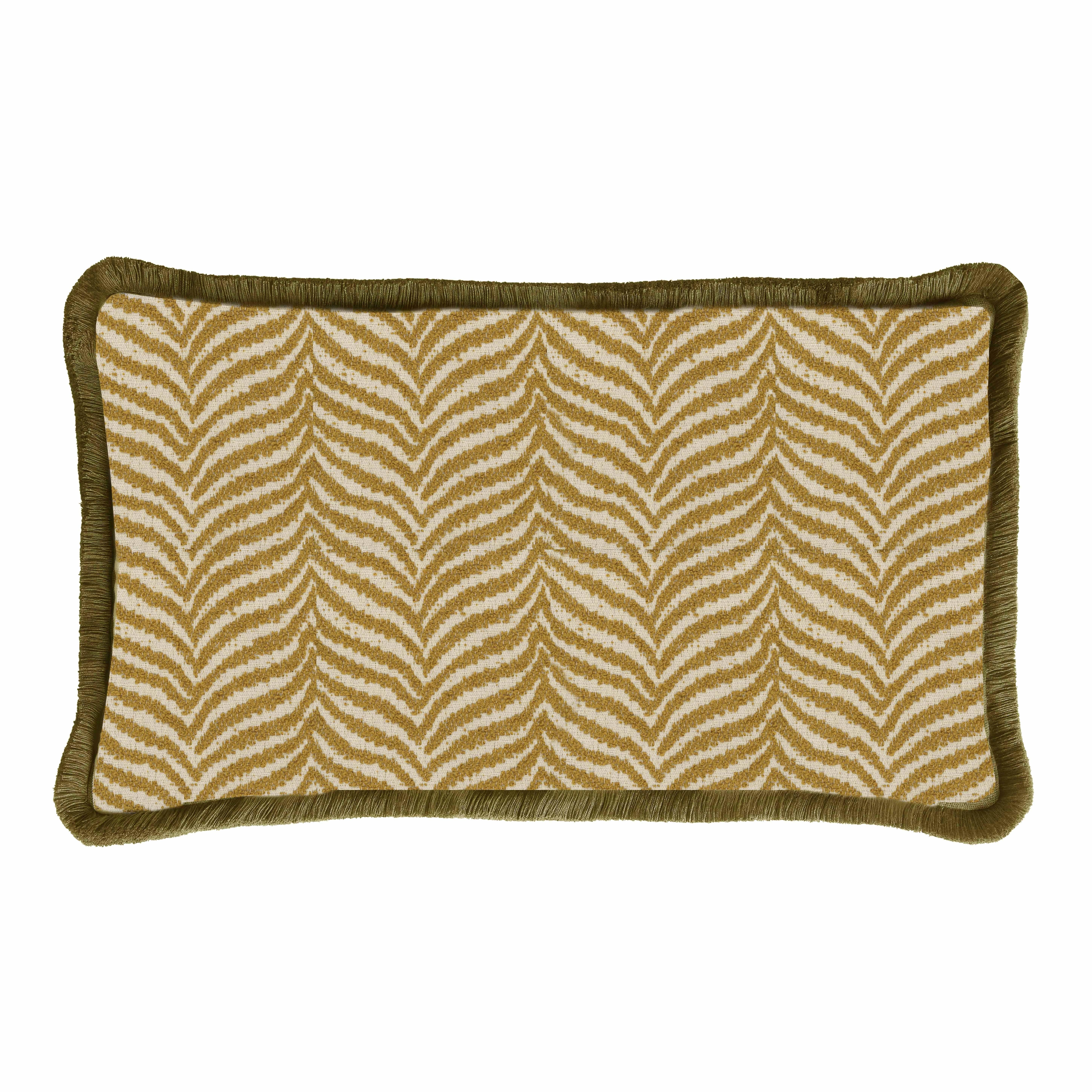 Lana Cuscino con frange giallo zebra in vendita