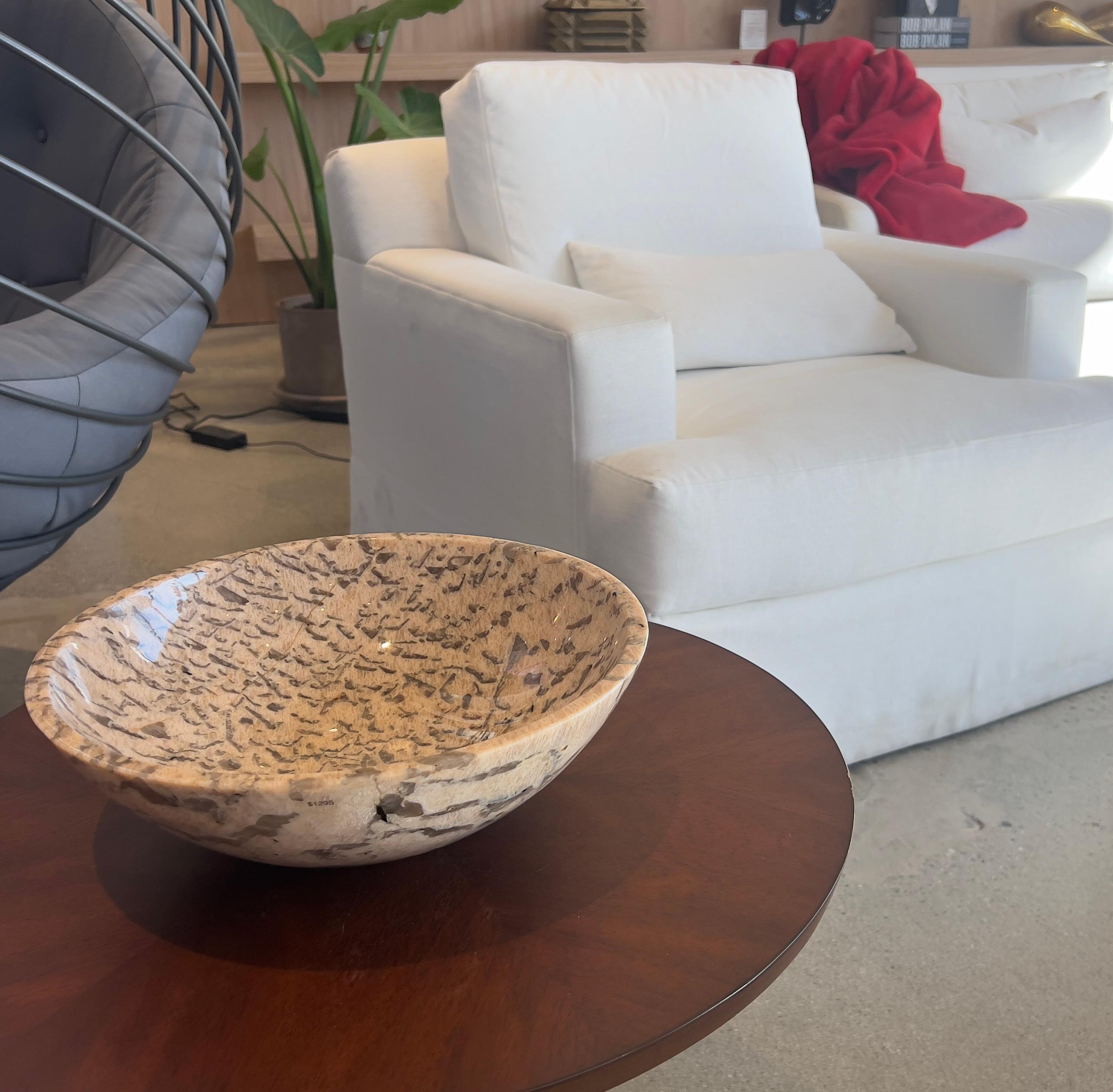 Contemporary Zebradorite Bowl from Madagascar Hand-Carved and Hand-Polished For Sale