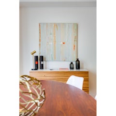 Zebrano Three Chest of Drawers With Central Metal Leg