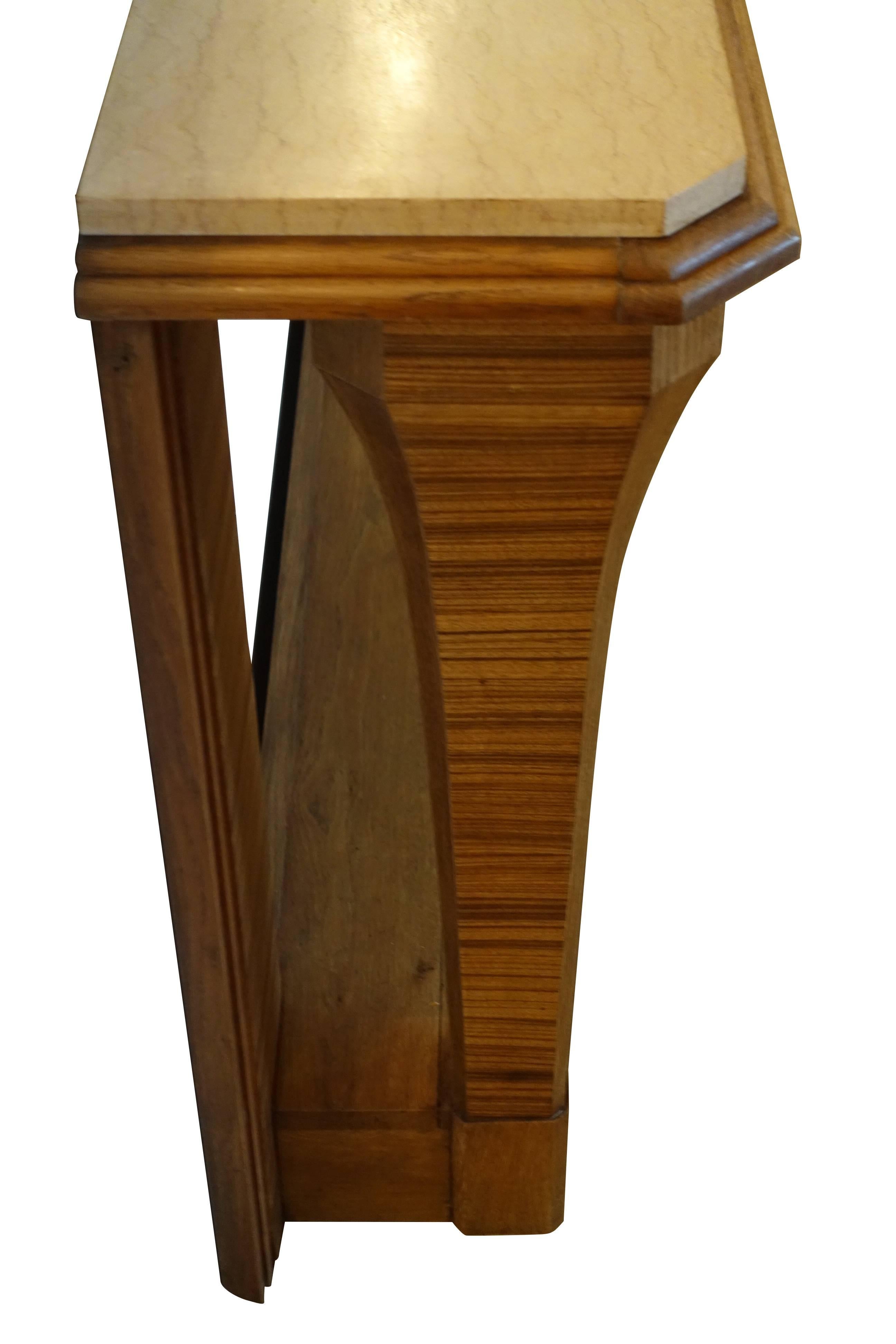 French Zebrano Wood Console, France, 1940s